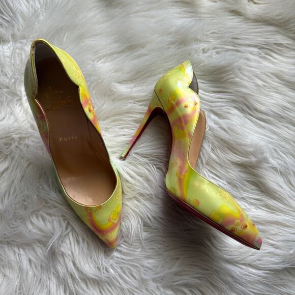NWT •CHRISTIAN LOUBOUTIN Patent Loubi Marble Hot Chick 100 Pumps Size: 36 - Picture 1 of 9